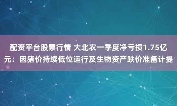 配资平台股票行情 大北农一季度净亏损1.75亿元：因猪价持续低位运行及生物资产跌价准备计提