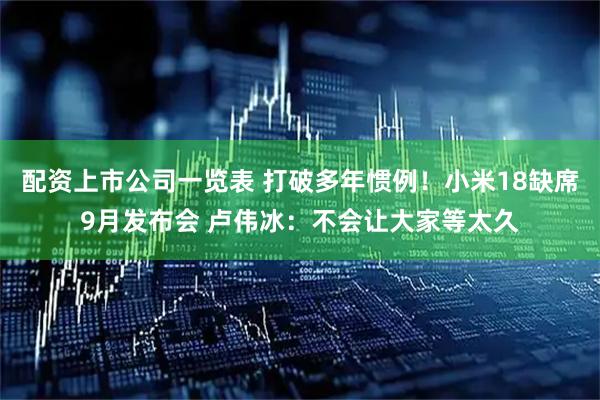 配资上市公司一览表 打破多年惯例！小米18缺席9月发布会 卢伟冰：不会让大家等太久